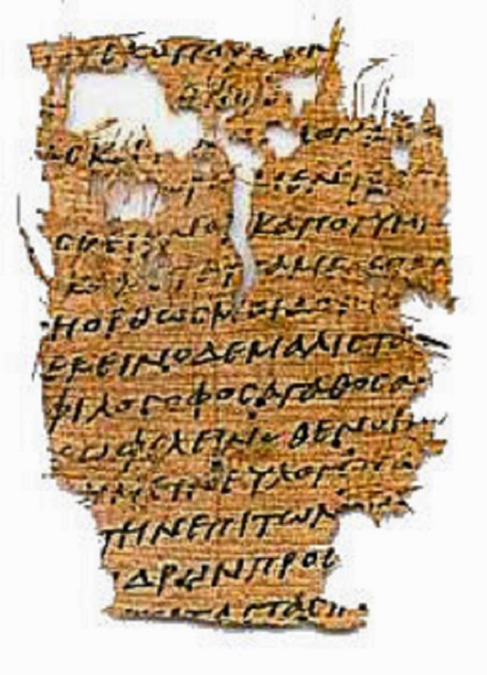 Papyrus jossa katkelma Aristoteleen Politiikasta.