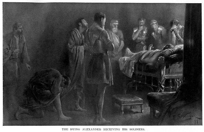 Sotilaat Aleksanterin kuolinvuoteen äärellä, Andre Castaigne 1899