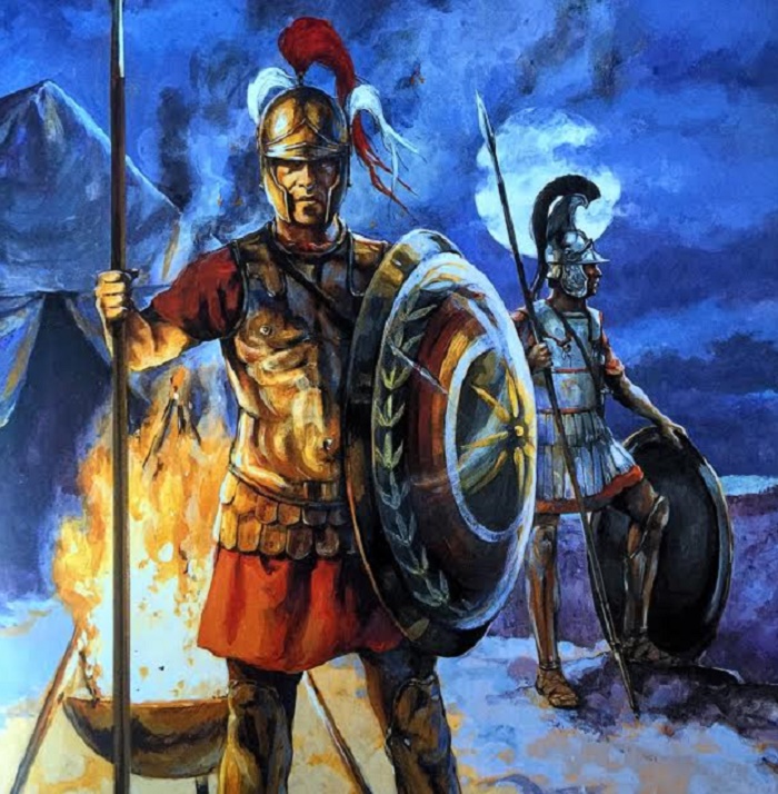 Kaksi hypaspisti-joukkojen sotilasta. 